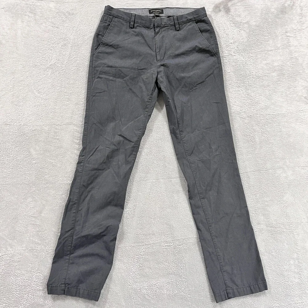 Banana Republic Kentfield Pant Men's 32x34 Long Gray Slim Fit Cotton